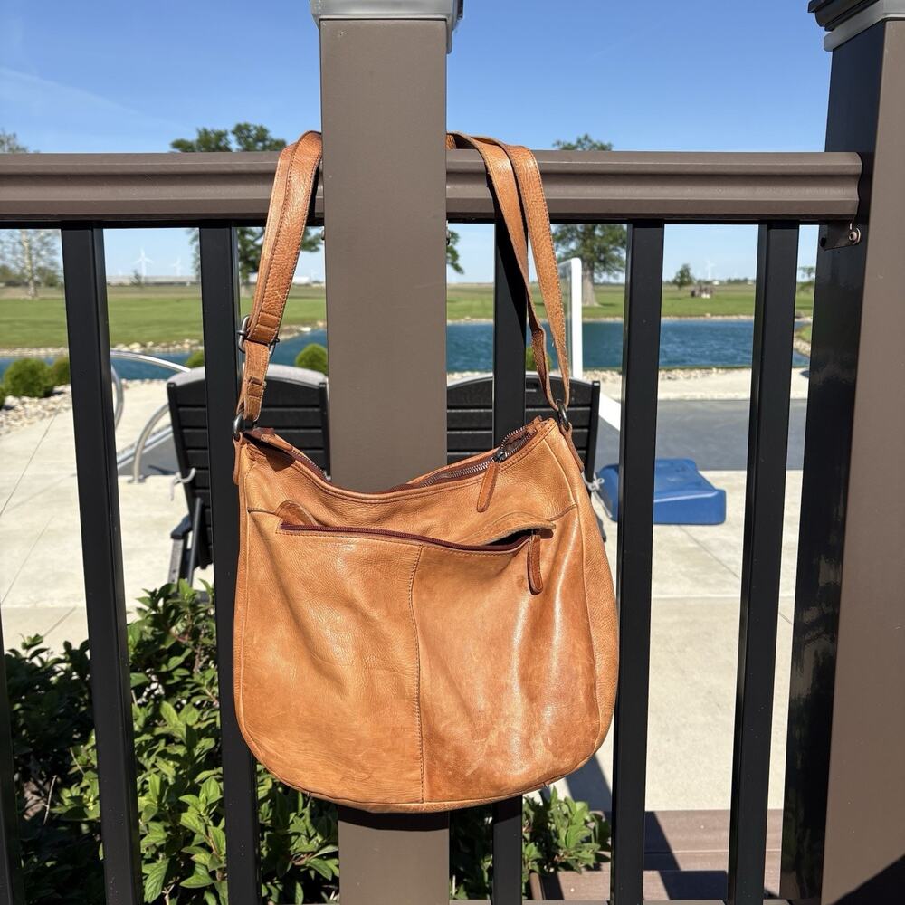 Vilenca Holland | Purse Shoulder Bag Brown Leather Basketweave Crossbody Zip - Picture 13 of 13